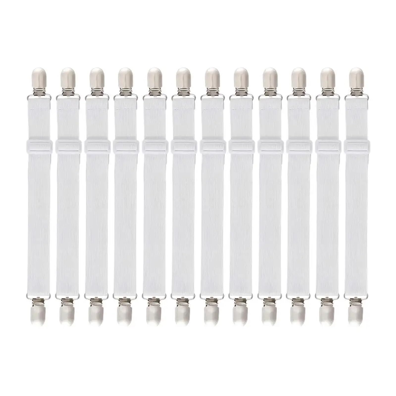 GSJNHY Bed Sheet Grippers Belt 12Pcs Adjustable Bed Sheet Fasteners Straps Elastic Mattress Cover Corner Holder Clip Grippers Suspender Cord Hook Loop Clasps for Bedding