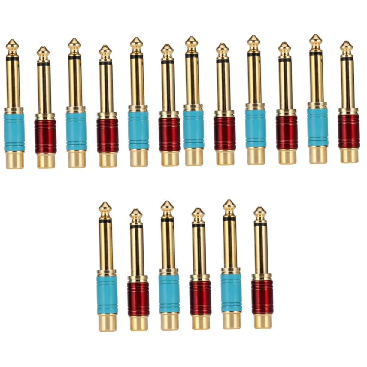 UKCOCO 18pezzi Adattatore Audio Mono Maschio Femmina Connettore Per Mixer e Chitarra Trasmissione Senza Perdita Di Qualità Sonora Design Elegante Con Rivestimento Ottimo Per Amici e
