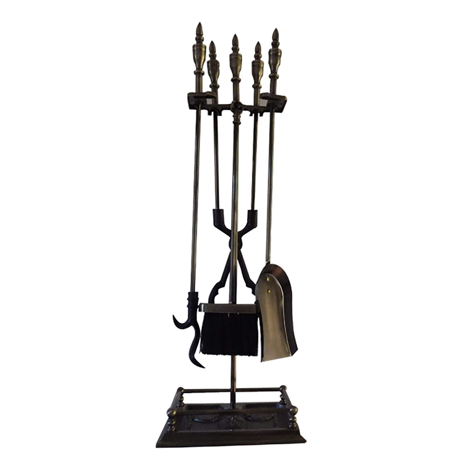 Bronce 78 cm/(31 Pulgadas) Juego de Herramientas para acompañar Junto a la Chimenea, 5 Piezas de Hierro Fundido, Resistentes, Juegos de Herramientas para Chimenea, para Sala de e