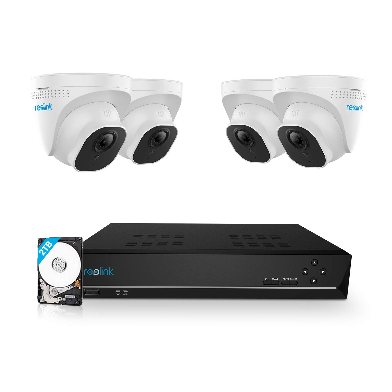 REOLINK 5MP 8CH Home Security Camera System, 4pcs Wired 5MP Outdoor PoE IP Cameras, 4K 8CH NVR with 2TB HDD for 24-7 Recor...