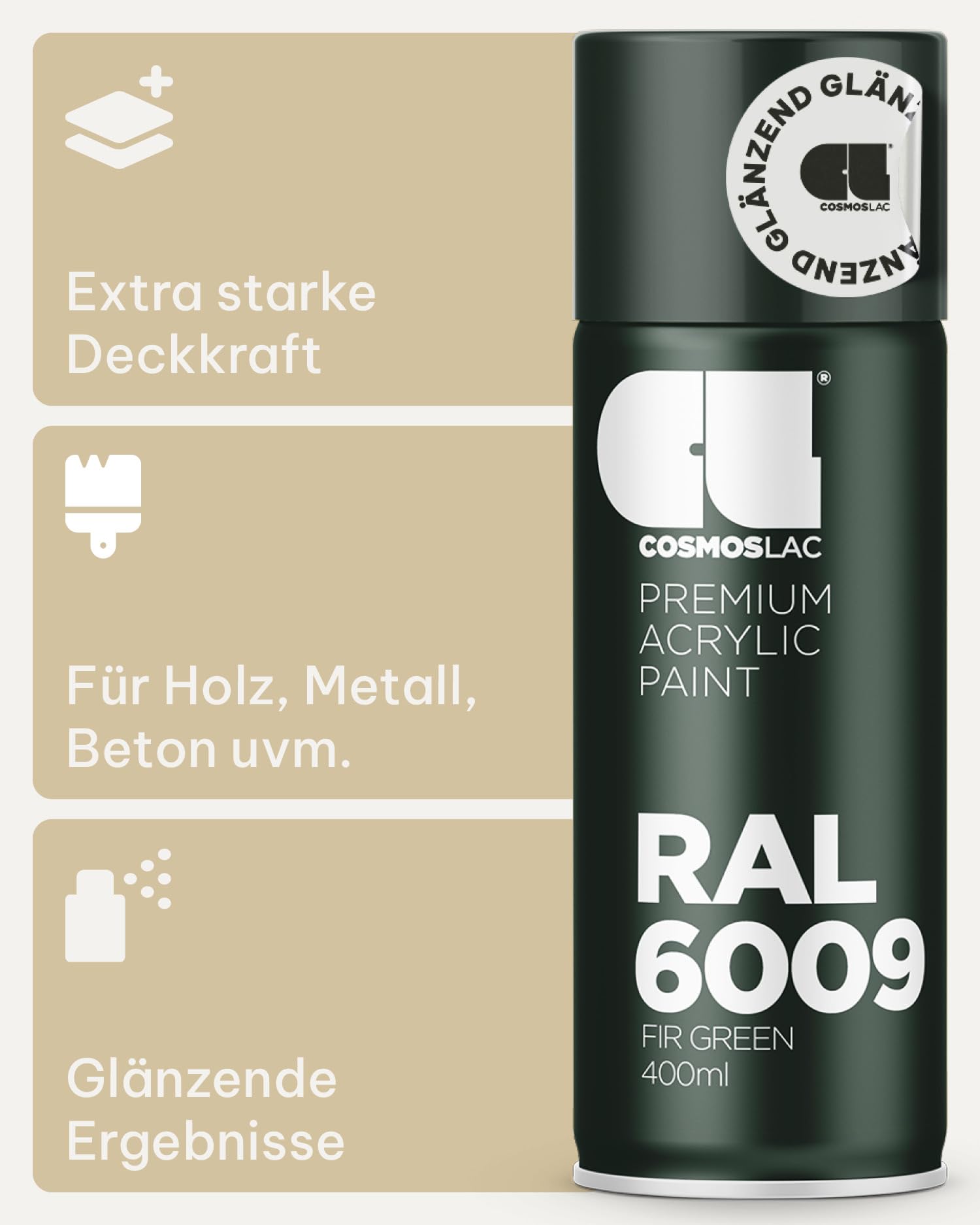 TRISTARcolor Spraydose RAL 6009 Tannengrün - 400 Ml Seidenmatt, Schnelltrocknend Für Perfekte Lackierungen