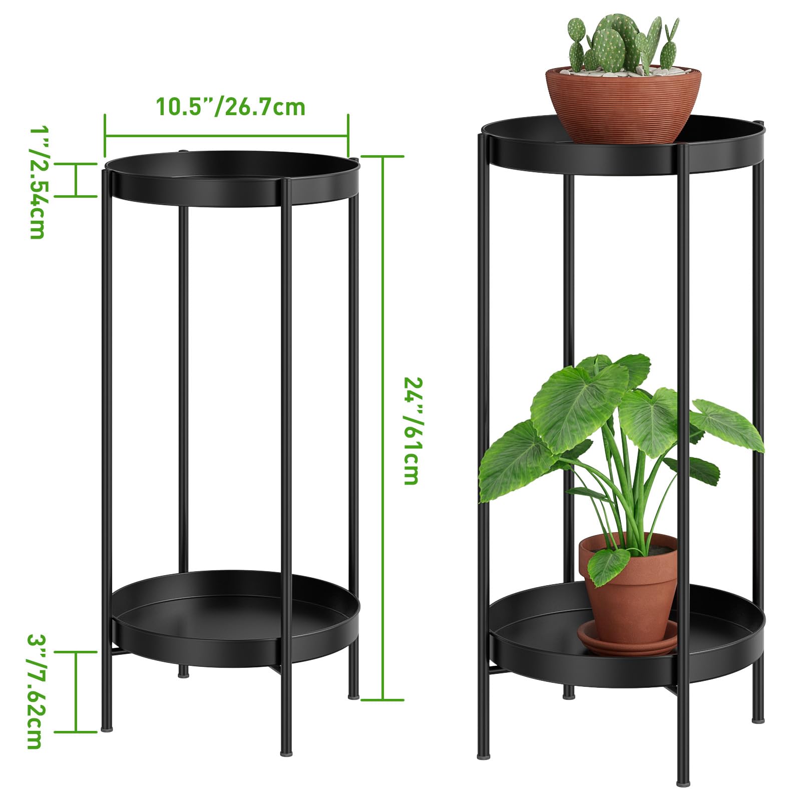 Pflanzenständer, 2 Ebenen Metall Blumentopfhalter für Innen & Außen