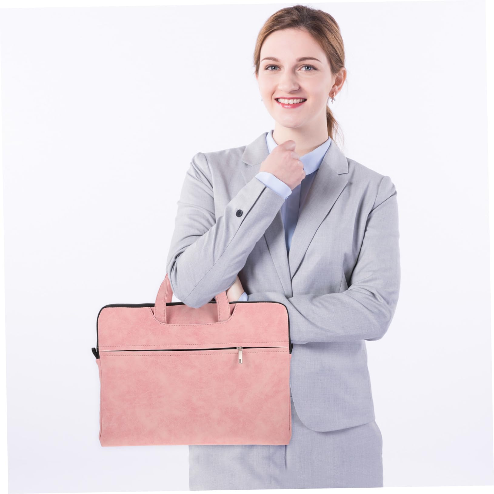 LABRIMP Borsa a Tracolla per Laptop in Pelle Scamosciata Rosa e Protettiva, Stile Classico Semplice, per Uso Quotidiano e Ufficio