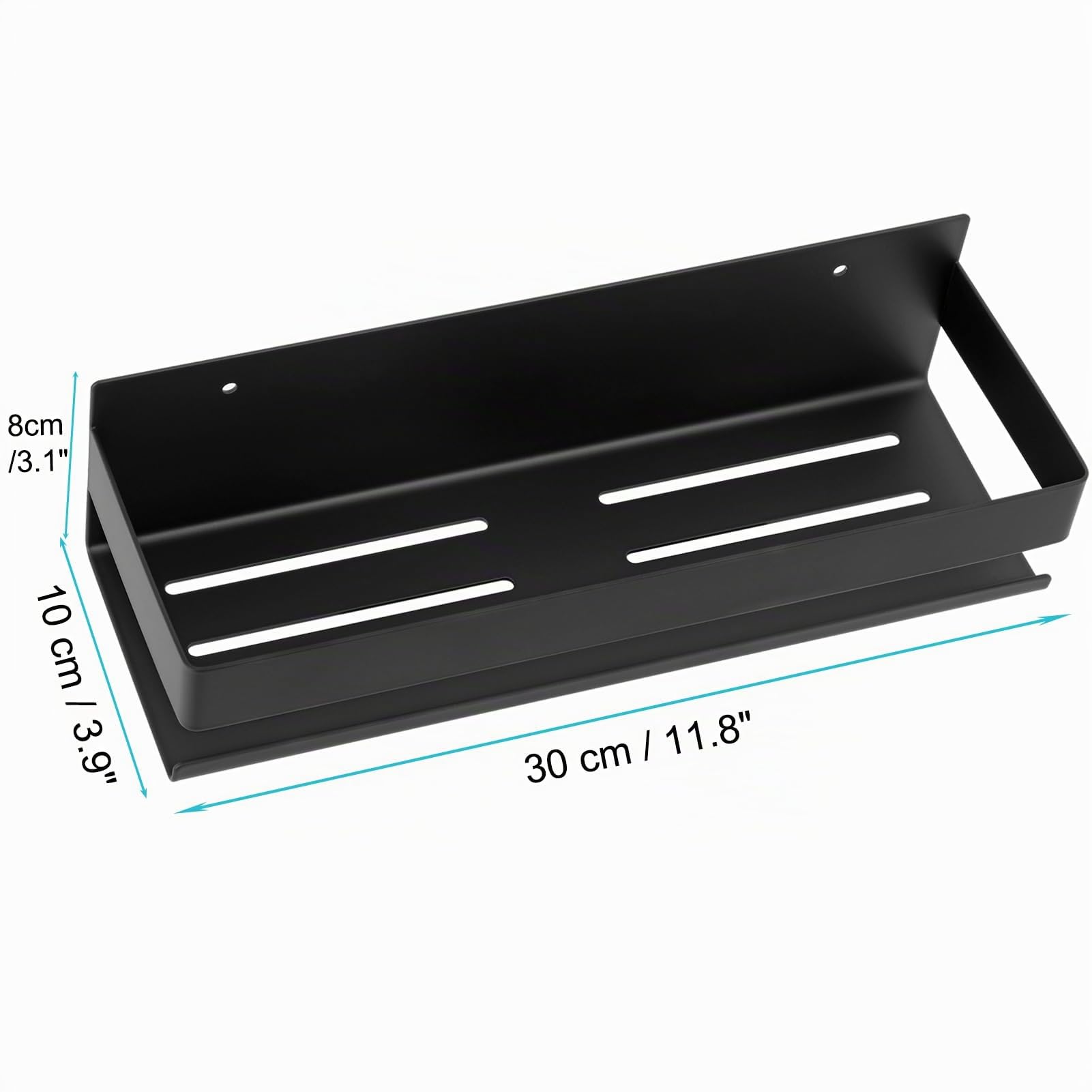 Estanteria Baño Sin Taladro Negro, Estanteria Ducha Sin Taladro Engrosado, 30 cm Estante Ducha de Acero Inoxidable, Organizador Baño De Pared, Almacenaje Baño para Champú y Gel de Ducha