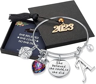 Graduation Gifts for Her 2023 - Inspirational Compass Bracelet She Believed She Could So She Did Graduation Bracelet Class of 2023 High School College Graduation Gifts for Her with 2023 Graduation Box