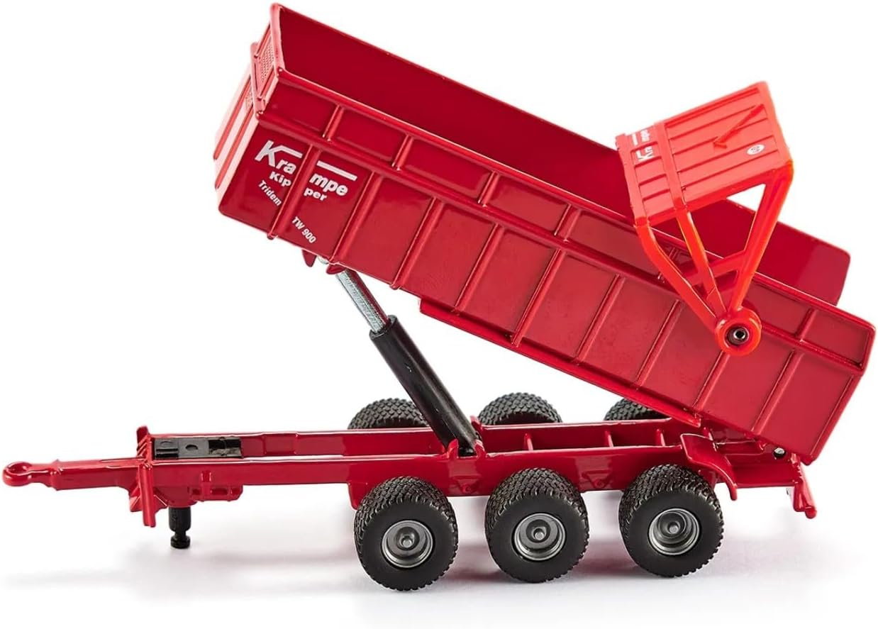 Siku 1844, Massey Ferguson Tractor with Trailer, 1:87, Metal/Plastic, Red, Tiltable Trailer