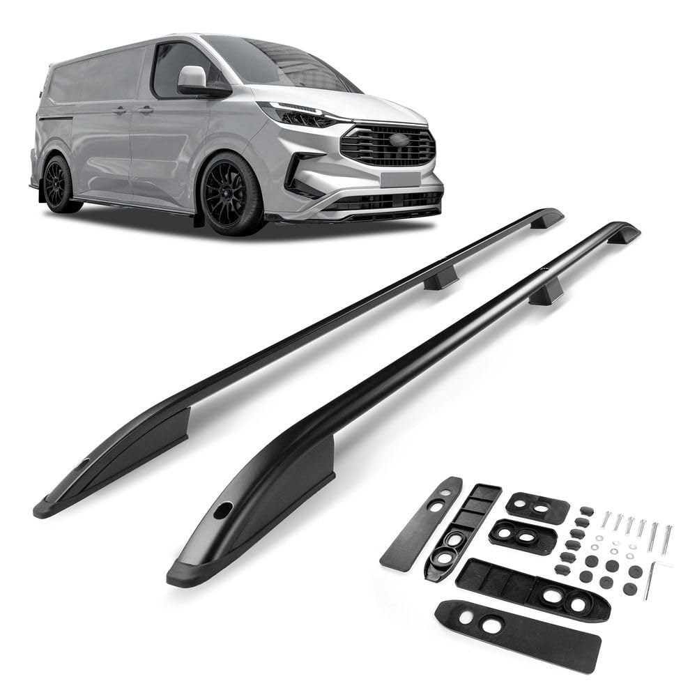 CHROMEMASTER | Relingi Dachowe Kompatybilne z Ford Transit Custom L1 | SWB SHORT 2023+; Zamontuj na Relingach Bagażnik Dachowy, Kosz Dachowy, Boks Dachowy lub Uchwyt Rowerowy | Aluminium