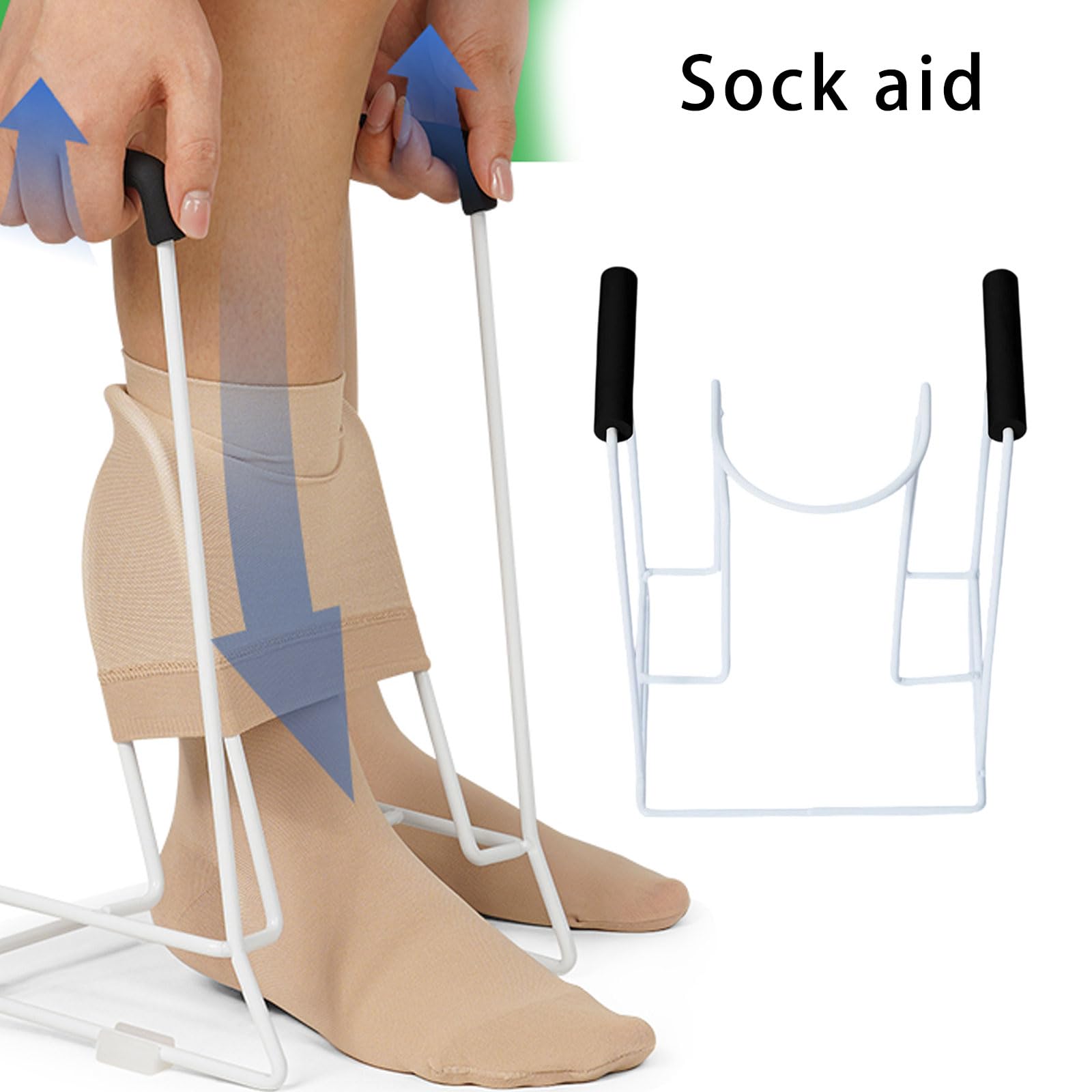 Herramienta de ayuda para calcetines resistente a la corrosión con marco inclinado suave para un fácil uso, dispositivo de ayuda de aluminio ligero para ancianos y pacientes postoperatorios