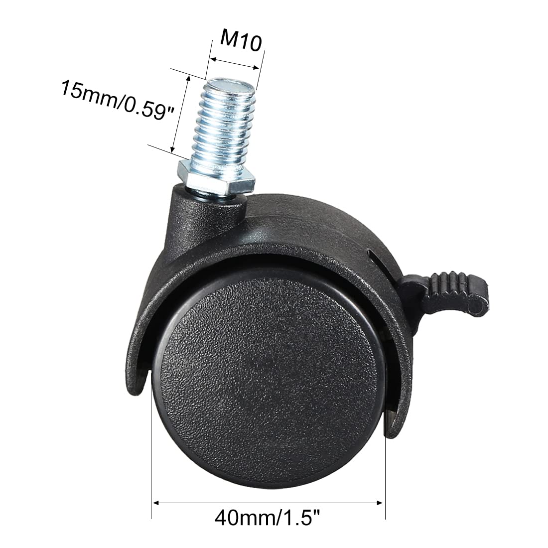 Uxcell 3 Pcs 1.15 Inch Swivel Caster Wheels Nylon 360 Degree Threaded - View #6