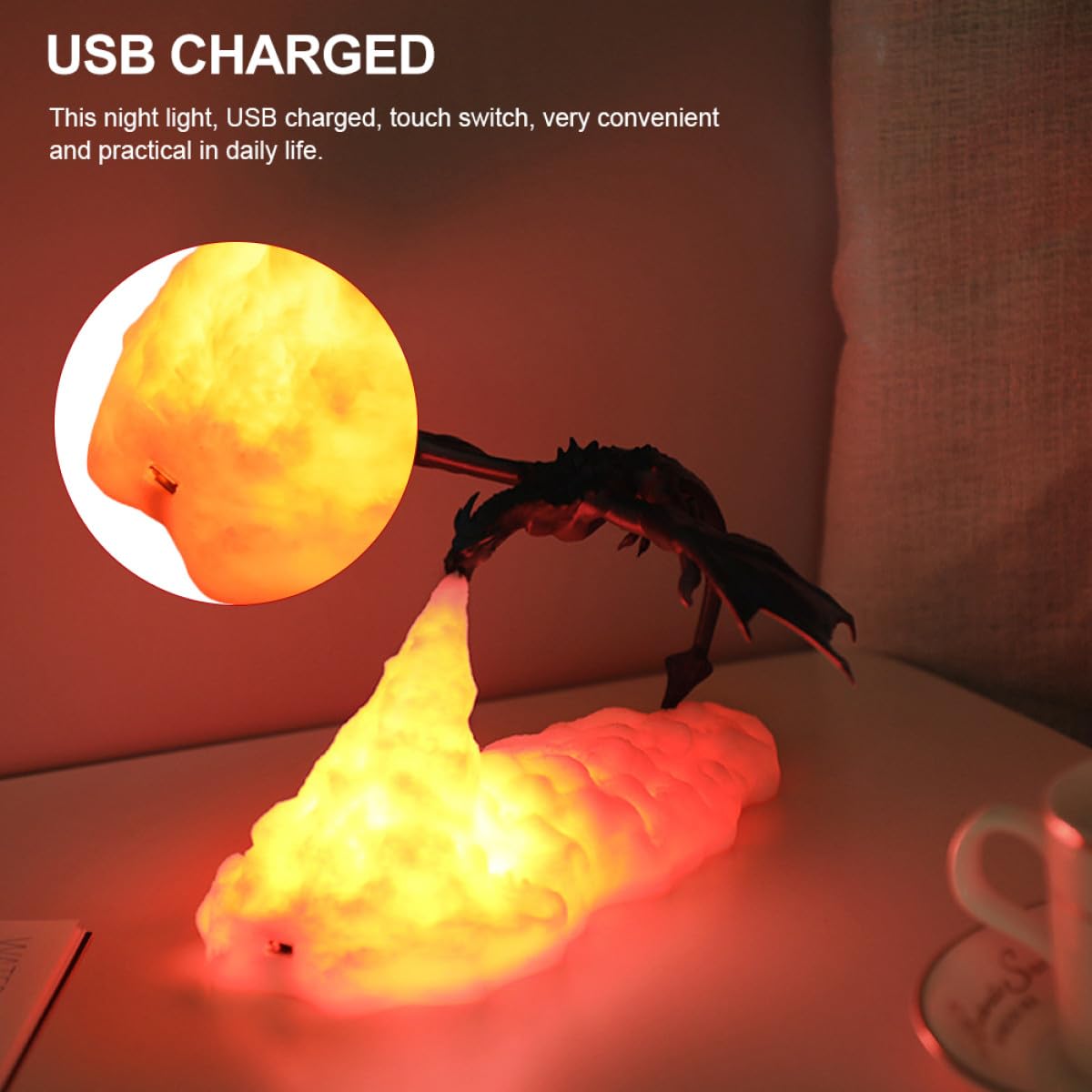 MAGICLULU Lámpara LED Decorativa de Dinosaurio 3d para Noche Carga Usb, Luz de Ambiente Delicada Adecuado para Fiestas y Decoración Infantil