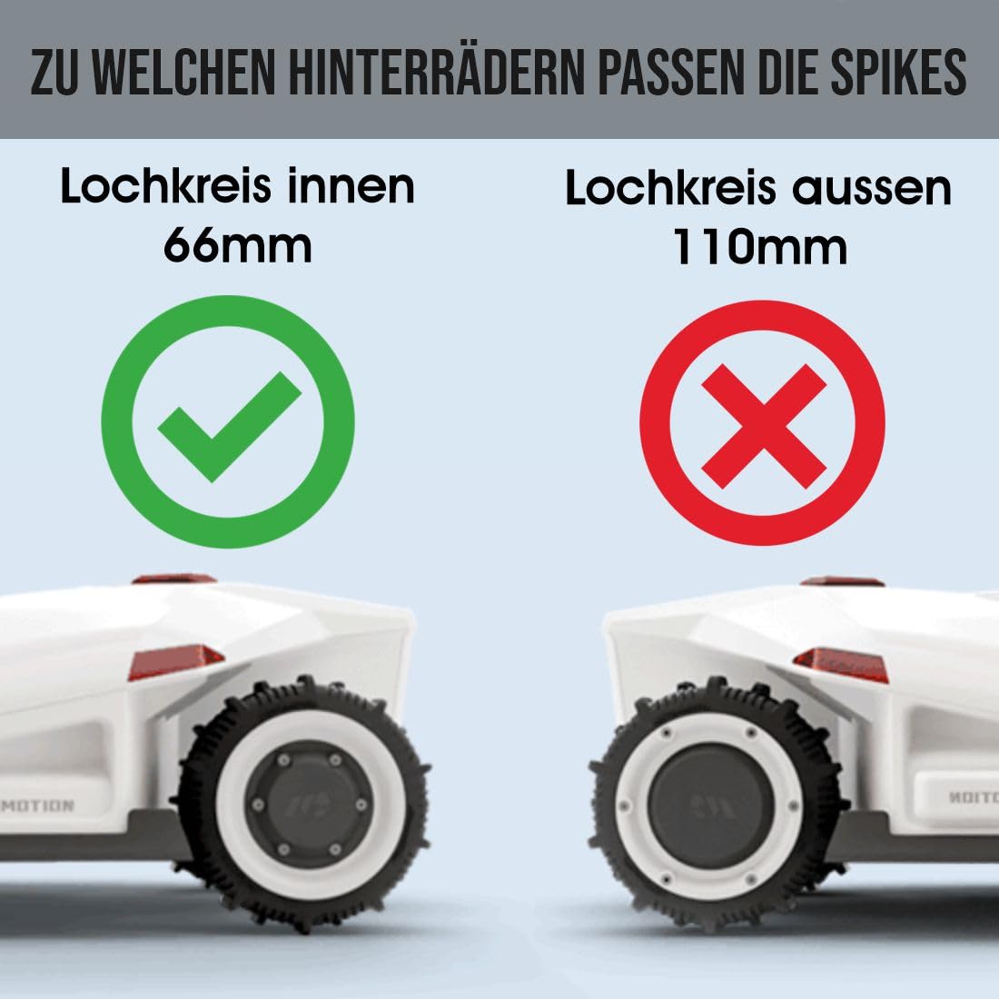 Spikes für MAMMOTION LUBA 1/2/2X/3 Mähroboter, Edelstahl, 66mm Lochkreis