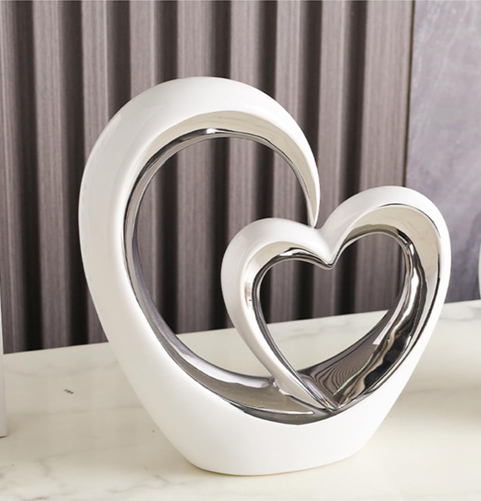 JXCBXJ Heart ceramic statue,Home Decoration Art Statue,Modern Abstract Art Ceramic Statue,for Dining Room Living Room Office Tv Stand Centerpiece - Image 4