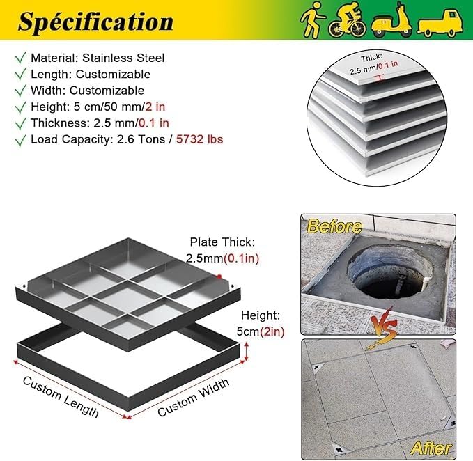 Regard en acier inoxydable 33x33 solution robuste anti-corrosion