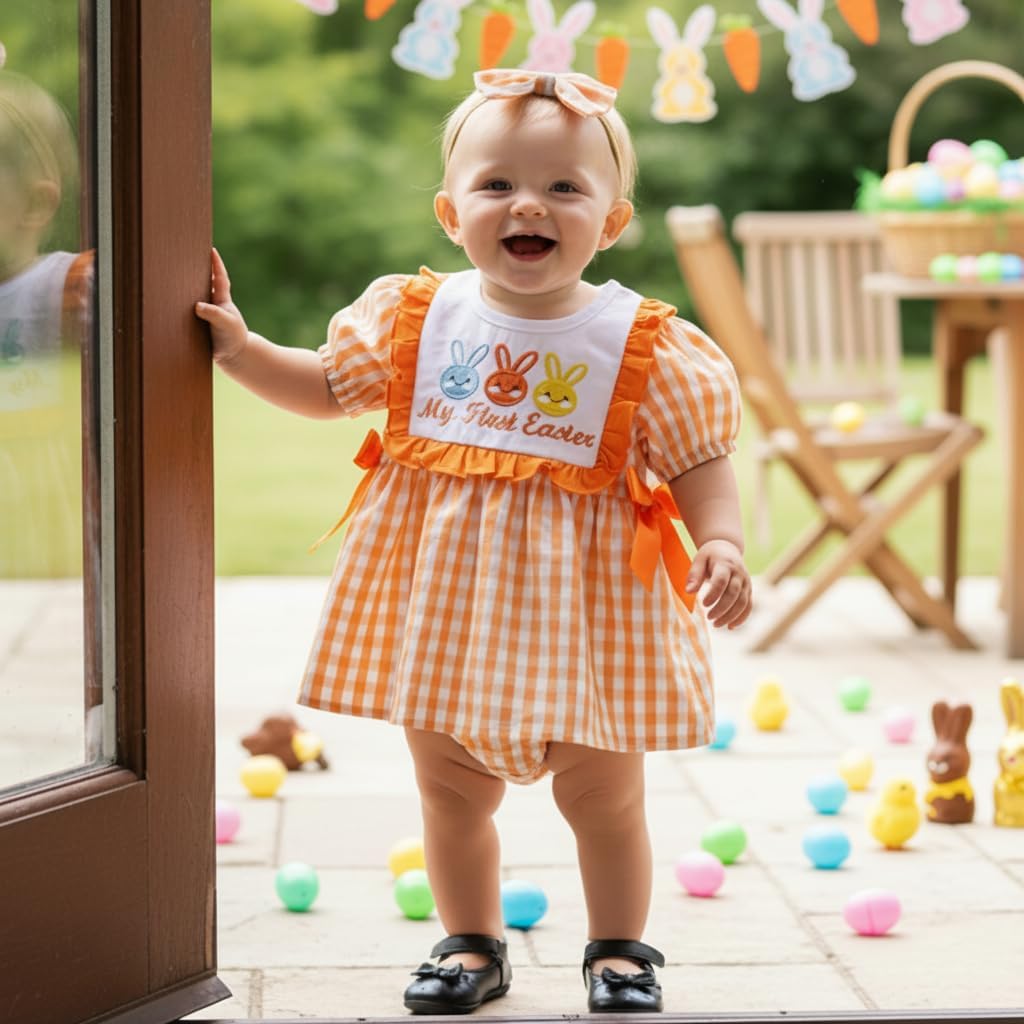 BemeyourBBs Newborn Baby Girl Easter Outfit My First Easter Romper Dress Cute Infant Girl Clothes - Image 2