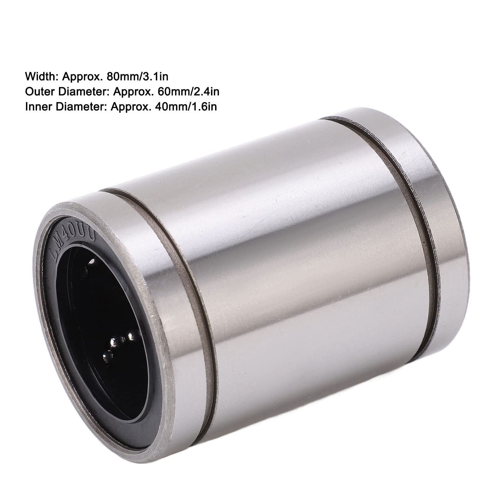 Linear Ball Bearings 2Pcs LM40UU Steel Low Noise High Speed Cylinder Linear Bearings for 3D Printers and Engraving Machines