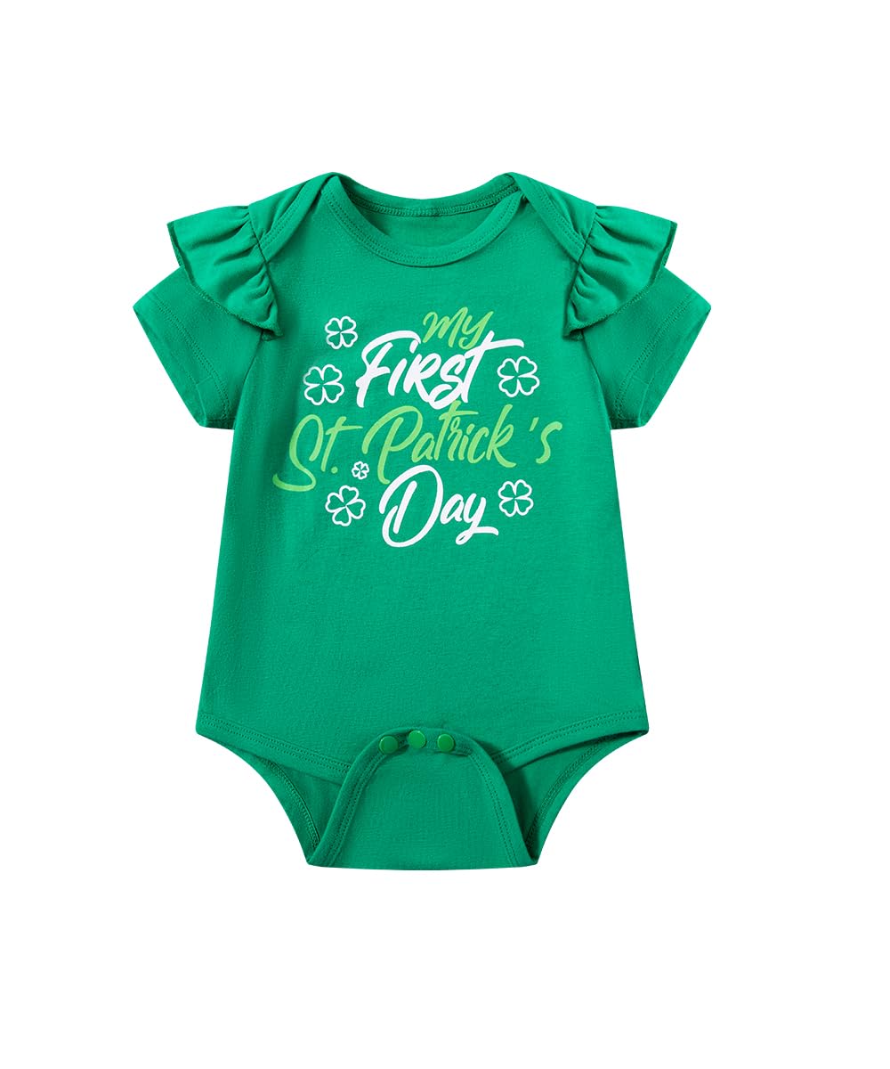 DANBAIEGG Infant Girl My First St Patrick's Day Shamrock Flared Pants Set with Headband(Green,6-12M)