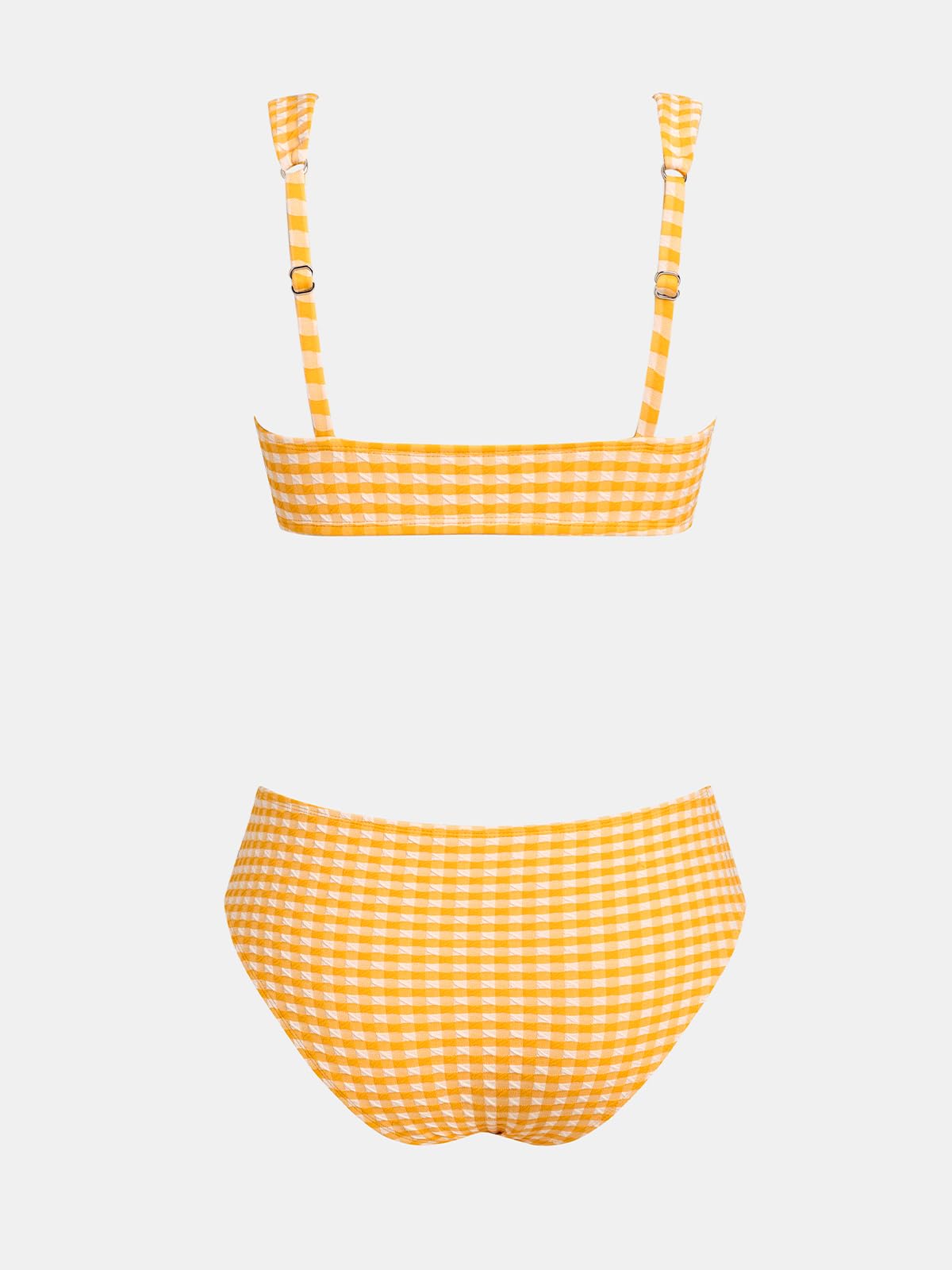 CUPSHE Maillot de bain deux pièces pour femme avec col en V et cordon de serrage | Maillot de bain, bonnets souples amovibles, crochet arrière, couverture complète, taille moyenne, vacances à la plage