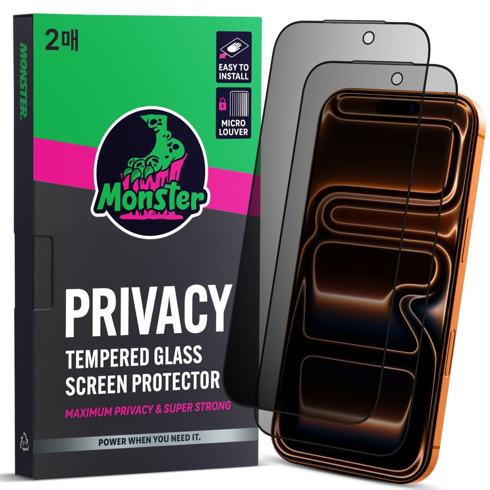 【40kg耐衝撃・秒で貼れる】MonsterGel 覗き見防止 ガラスフィルム iPhone 17 Pro Max 用 保護フィルム 2枚入 強化ガラス 貼り付けガイド枠 気泡レス 撥水・撥油 指紋防止 埃防止 9H硬度 2M鋼球落下テスト 高解像 超高速ロック解除 全面保護 極細ベゼル対応 いphone17 Pro Max 用 保護フィルム