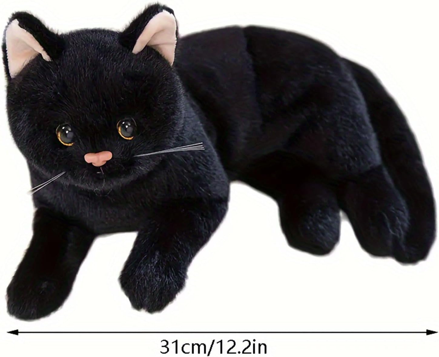 Black Cat Plush Soft Plush Cat Toy, 12 inch Realistic Black Cat Stuffed Animal Gifts for Boys and Girls (Black) - Image 4