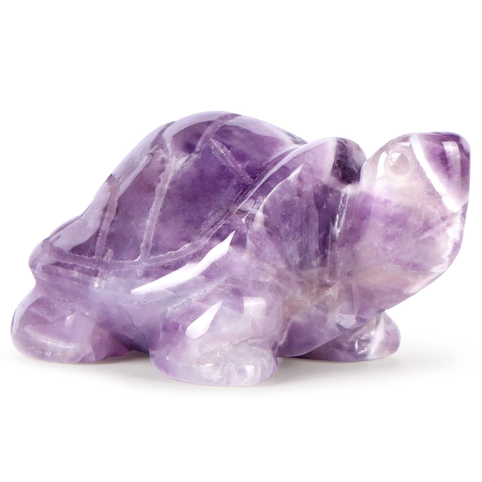 Hxswkk 2" Amethyst Crystal Turtle Statue Sea Turtle Figurines Tortoise Carving Ocean Animals Desktop Decoration Collectible