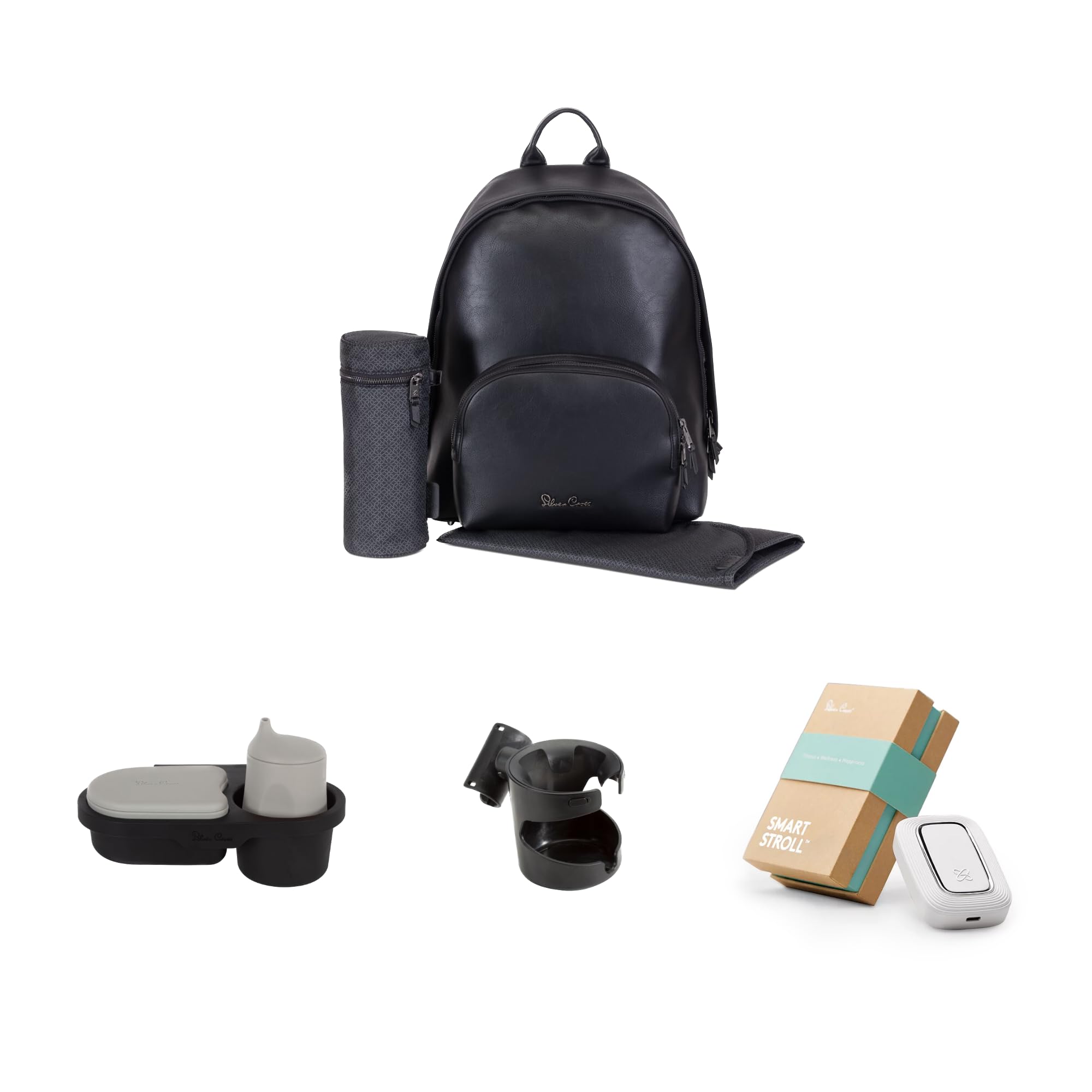 Silver Cross | Wave Pushchair Summer Accessory Pack | Smart Stroll, Changing Bag, Snack Tray & Pram Cup Holder Bundle | Changing Bag with Insulated Baby Bottle Holder & Changing Mat