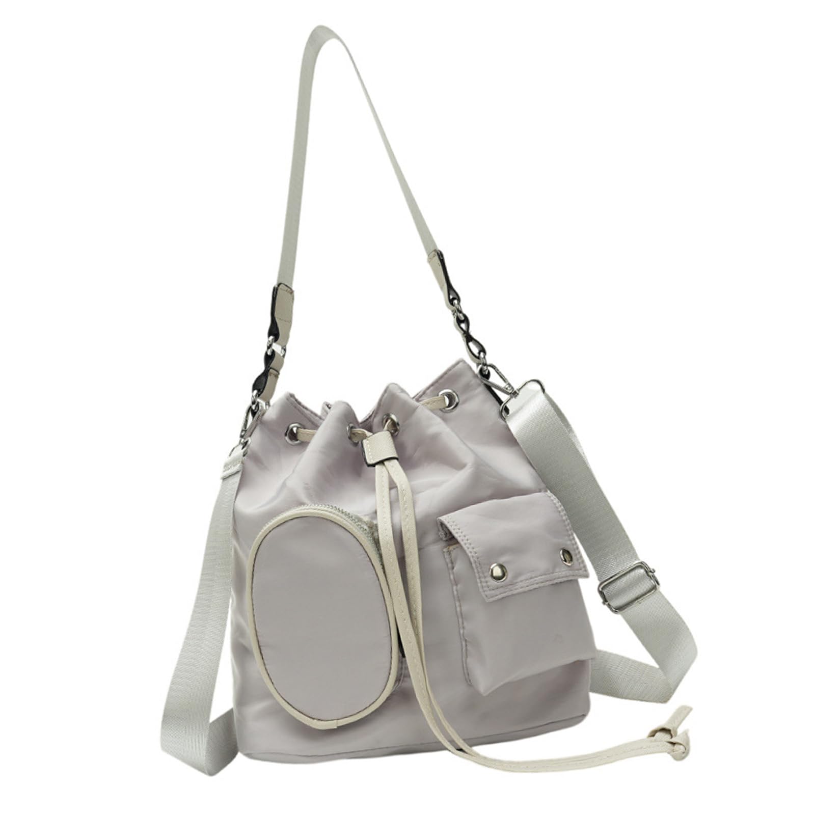 YUPEIUKLI Fashionable Korean Styles Nylon Crossbody Bag with Drawstring for Women Large Capacity Bucket Bag Shoulder Handbag Purse