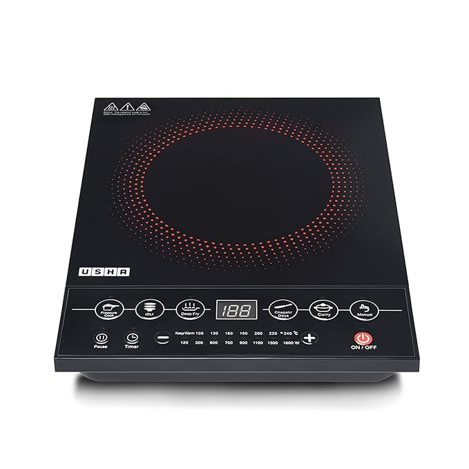 Usha Cookjoy (Cj1600Wpc) 1600 Watt Induction Cooktop (Black), Sealed, 1 Burner