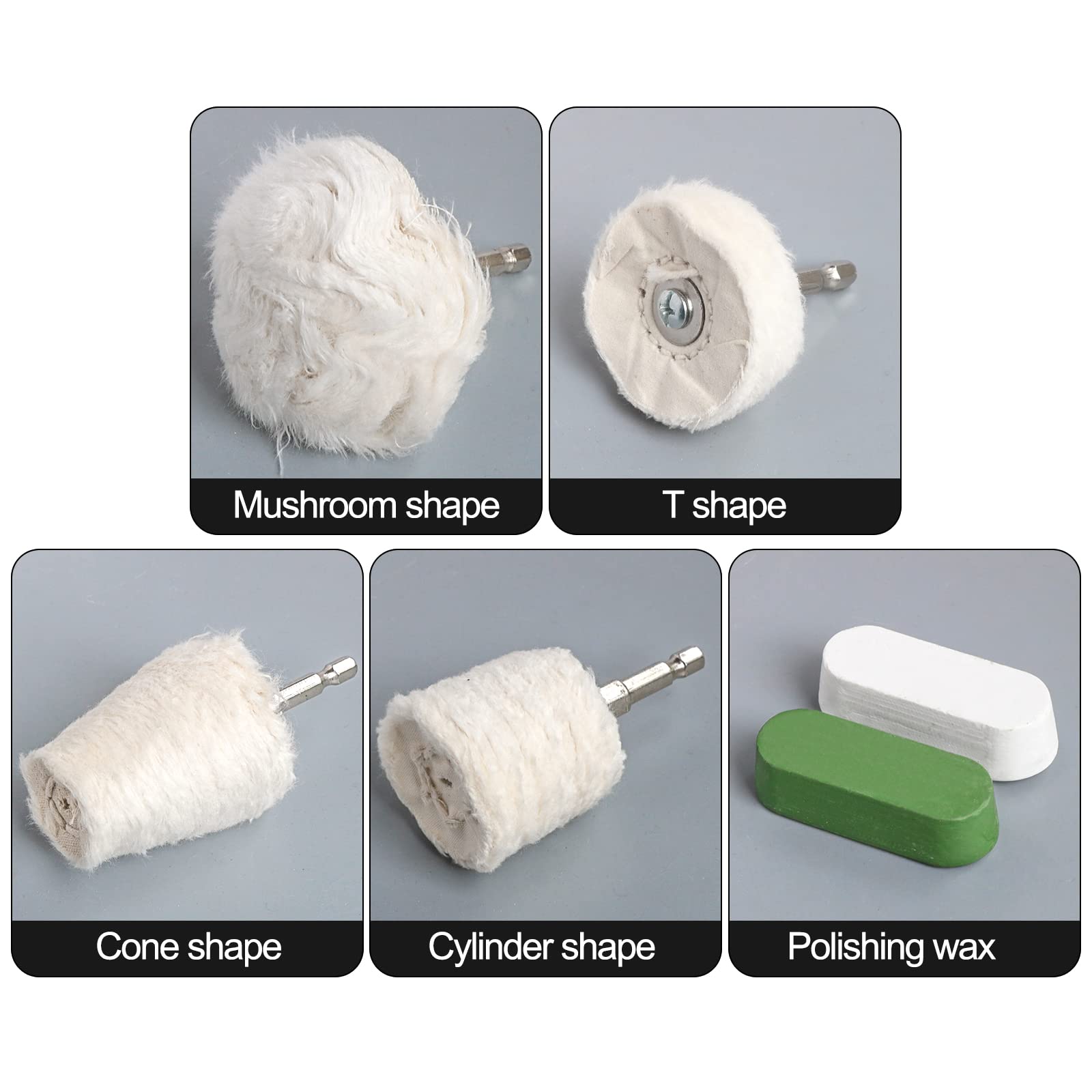 8pcs ruota di lucidatura per trapano, lucidatura ruota kit lucidatrice con 1/4" alberi esagonali (8)