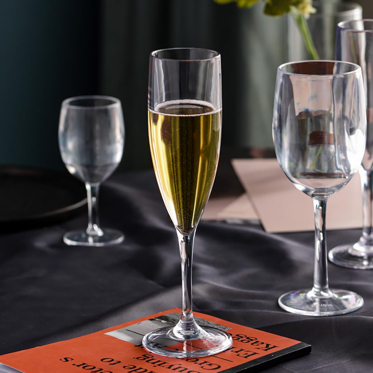 Elsjoy Lot de 8 flûtes à champagne en acrylique de 170 ml - Verres à champagne incassables - Gobelets à champagne réutilisables pour mariage, fête, bar