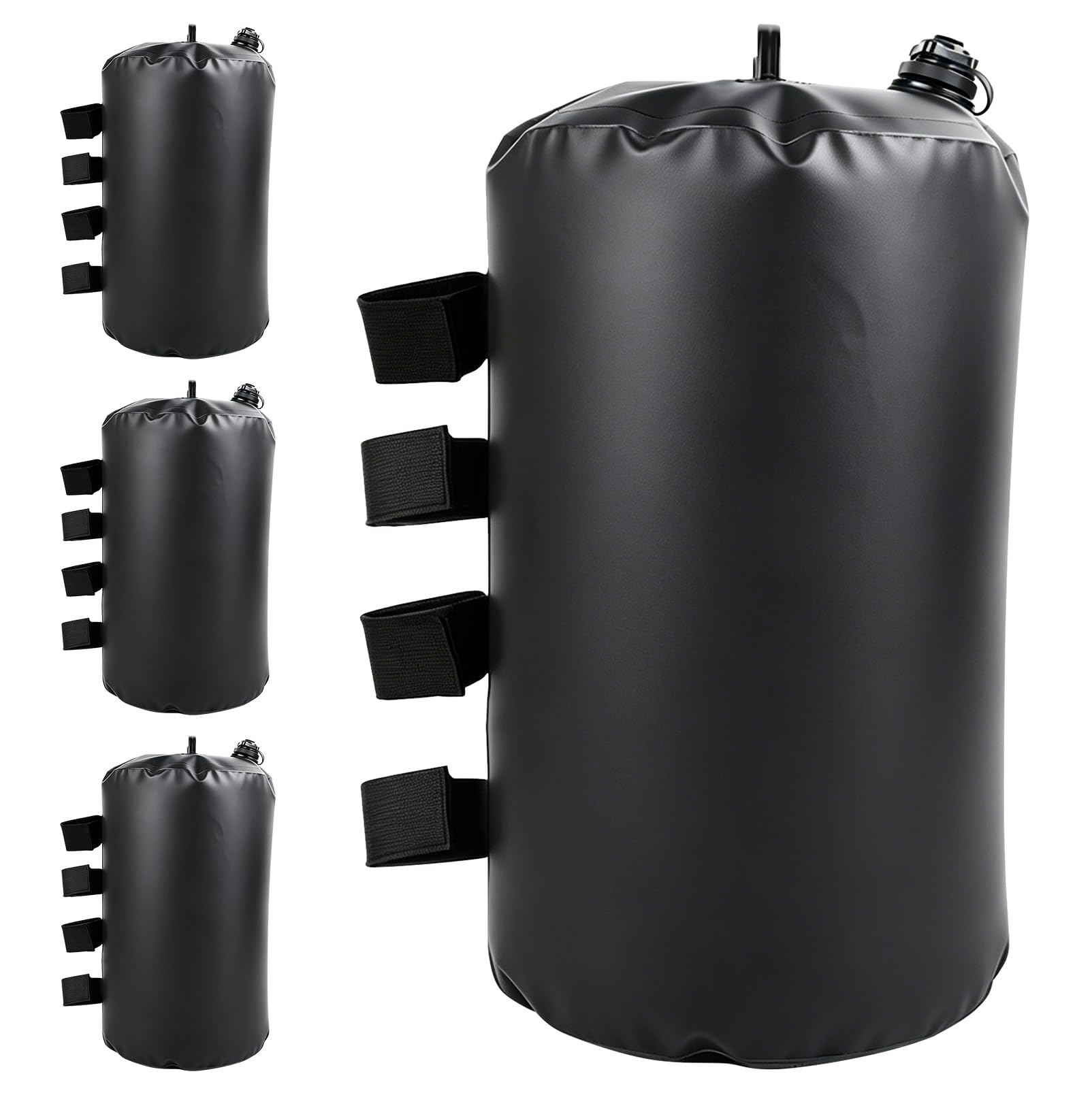 4er Set Pavillon Sandsäcke, Gewichte für Pavillon, 20L Wassergewichtstaschen für Pop up Zelte, Windfeste Fixierung für Festzelte, Pavillons, Gartenzelte, Wiederverwendbar, Schwarz