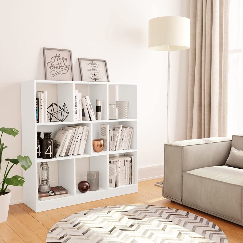 vidaXL Estantería Librería Contrachapada Blanca 97.5x29.5x100cm Mobiliario Diseño Elegante Moderno Robusta Duradera Amplio Espacio Almacenamiento