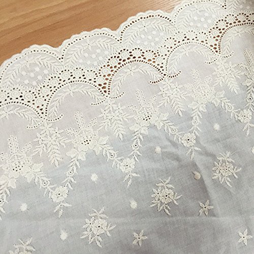 2 Yards 17 Inches Width Beige Cotton Lace Fabric Retro Hollowed Flower Lace Embroidery Fabric Lace Weddings Lace Dress Fabric Trim Lace By 2 Yards #TOP11