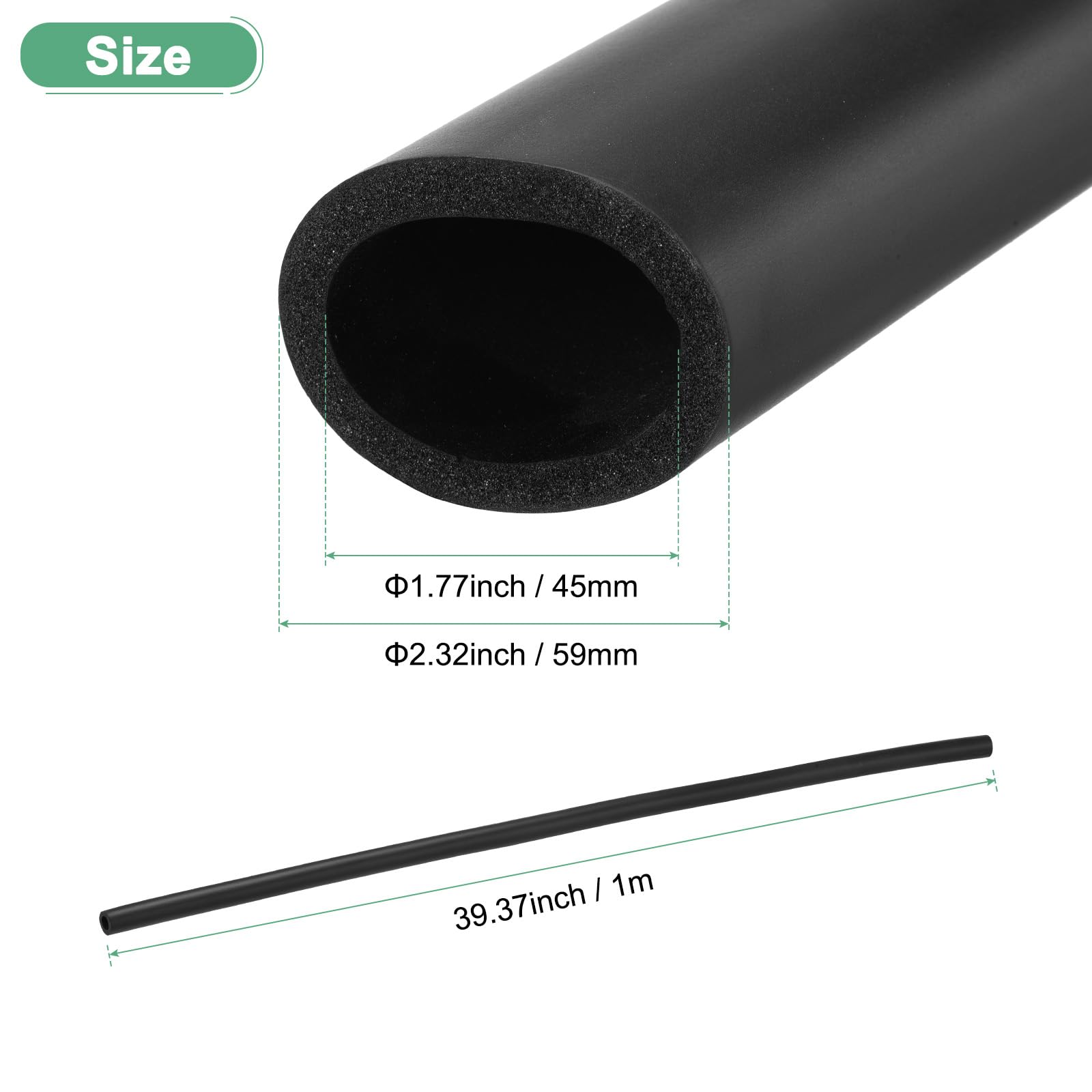 M METERXITY Pipe Insulation Foam Tube, 45mm ID 59mm OD 3.3Ft 1m Length - Image 3