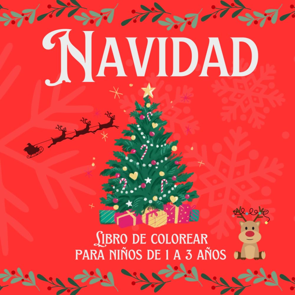 Llegó la navidad: Libro para pintar para niños de 1 a 3 años, una serie de dibujos sencillos para divertirse durante la Navidad: Libro con una serie ... para los más pequeños con temática navideña