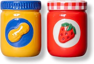 ban.do Set of 2 Decorative Candle Holders, Unique Votive Candle Stick Decor, Mini Jar Candle Holders for Table Centerpiece (Peanut Butter and Jelly)