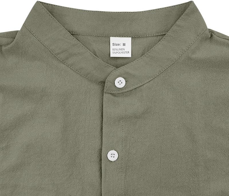 Men's Cotton-Linen Shirt - Short Sleeve Button Down Breathable Business Casual Shirt with Pocket for Vacations - Image 5