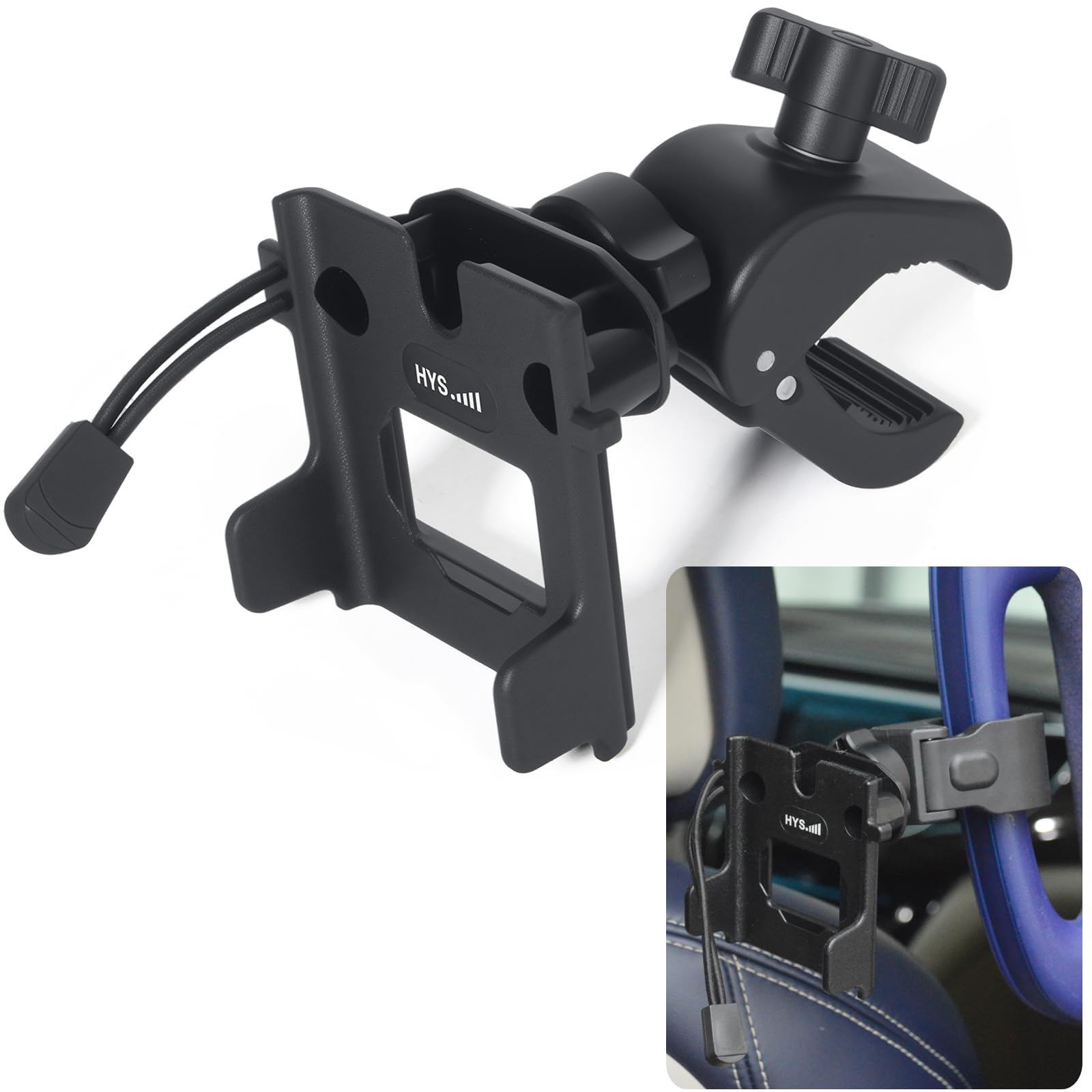 HYS Radio Scanner with Belt Clip Holder Clamp (0.79-1.97inchs) Mount for Mototrbo/Uniden Bearcat/Midland Handheld Radio Marine Radio, Walkie Talkie, Police Scanner w/Belt Clip &amp; Knob Holder Base