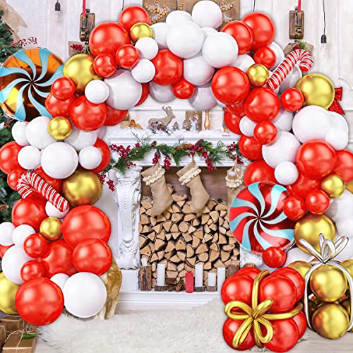 Guirlande de Ballons de Noël, FainFun 111 Pièces Arche de Ballon Noel, Ballons en Aluminium et Latex de Noël Décoration, Kit de Guirlande de Ballons de Noël pour la Décoration de Noël Cover