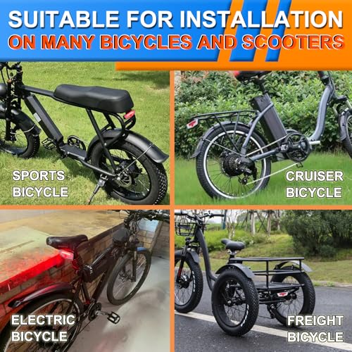 Kit de Luces Señalizadoras para EBike, Faro Delantero 400 Lúmenes, Luz Trasera con Espaciado de Agujeros de 80mm (Soporte de Montaje para Agujeros de Rack de 50mm), Interruptor en Manubrio, para Bicicleta Eléctrica y Scooter 12V-48V miniatura 7