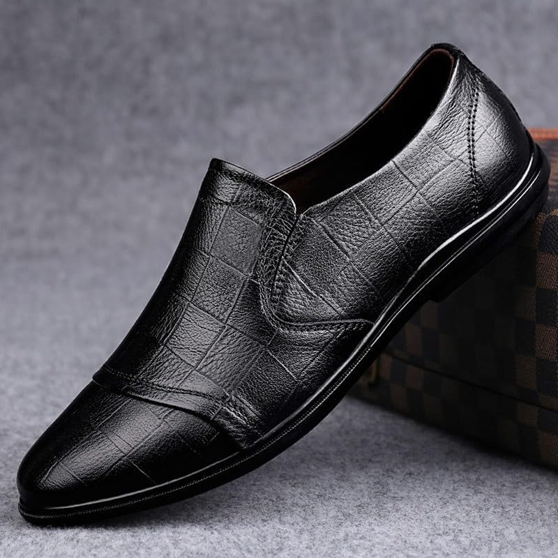 Men's Genuine Leather Low Oxford Pointed Toe Slip On Formal Tuxedo Dress Leather Shoes Business Casual Driving Boat Shoes3