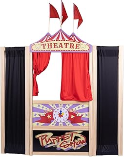Puppet Theater, Wooden Puppet Theater,Large Size 44 Inch X 45 Inch,Can Accommodate 3-4 Performers at The Same Time,Foldable