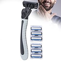 Vista 6 de Razor Handle with 6 Pcs Blades Refills,6-Blade Travel Shaving Kit,Men's Safety Razor Blades for Shaving Designed for Sensitive Skin,Reusable Face