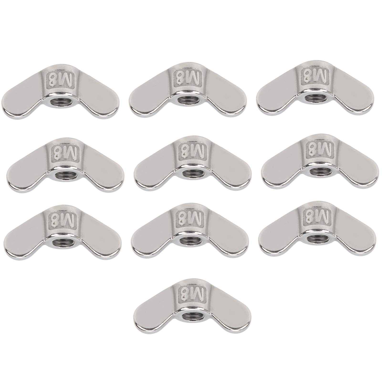Yuecoom 10Pcs M8 Wing Nut, Butterfly Nuts 304 Stainless Steel Fastener Hardware Accessory for Home Maintenance and Engineering