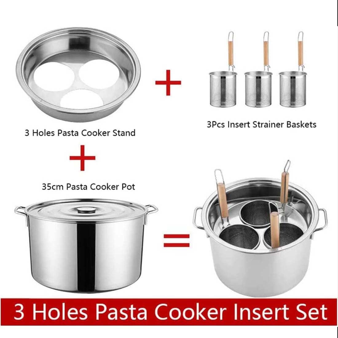 MRKU Pentola in Acciaio Inossidabile, cuocipasta Commerciale, cestello Filtro, scolapasta, pentole per Cucina Domestica e Ristorante
