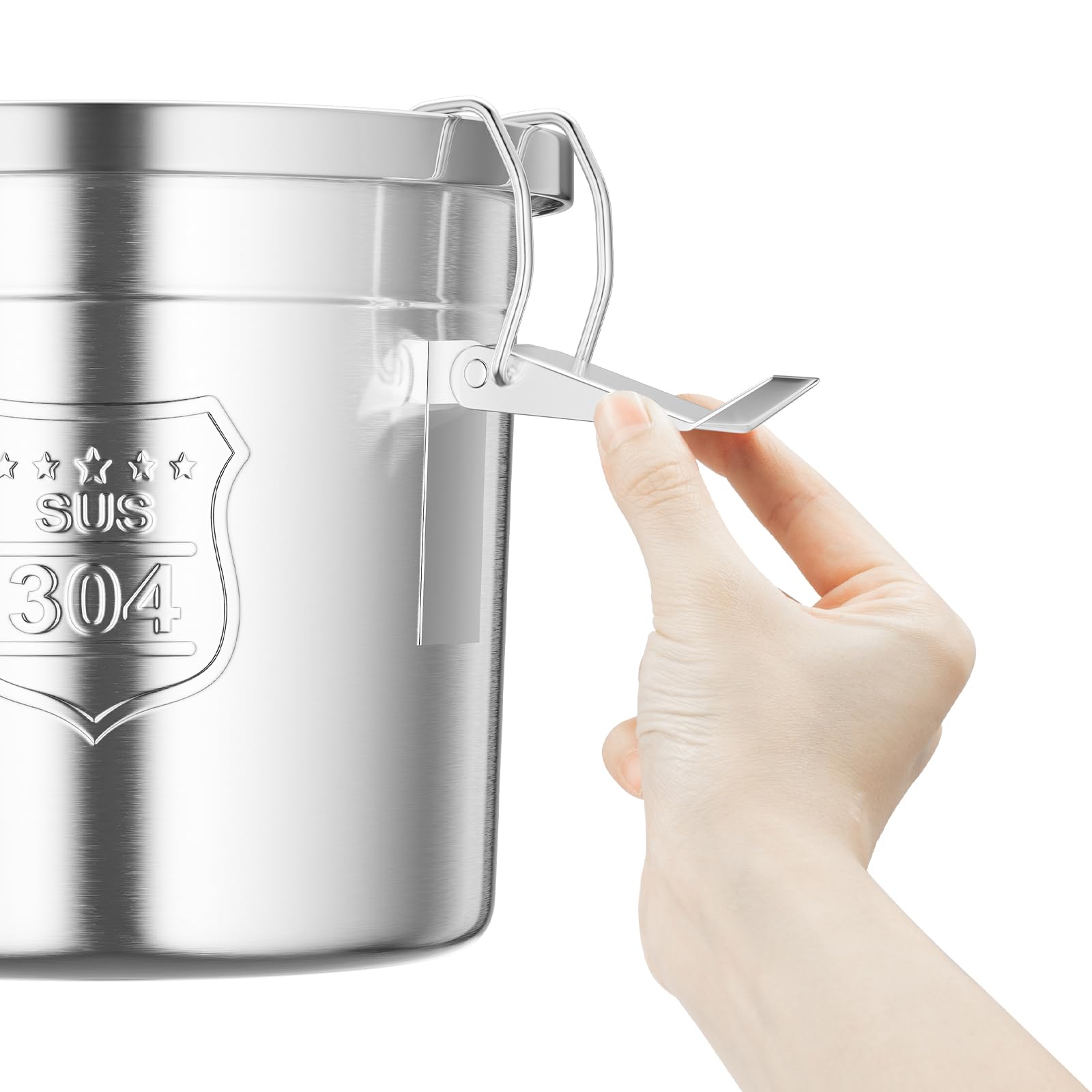 6L/1.59Gal Edelstahl-Luftdichter Lebensmittelbehälter mit luftdichtem Deckel und Verschlussklammer Reis-Getreide-Behälter Behälter Eimer für Reis Milchkanne Kaffeebohnen Kekse Aufbewahrung