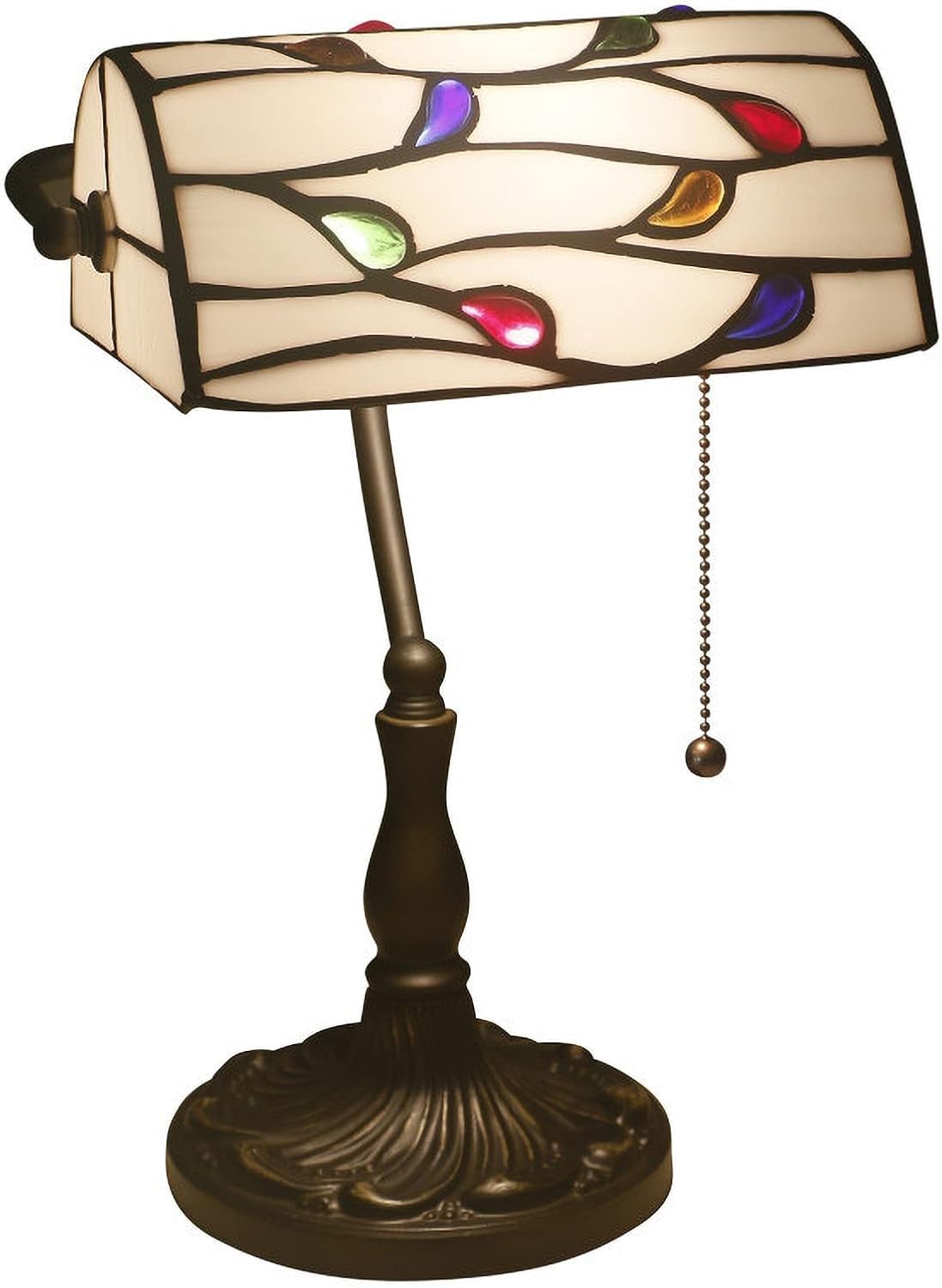 Table Lamp Retro Banker Bedside Ligth Handmade Stained Glass Lampshade(2)