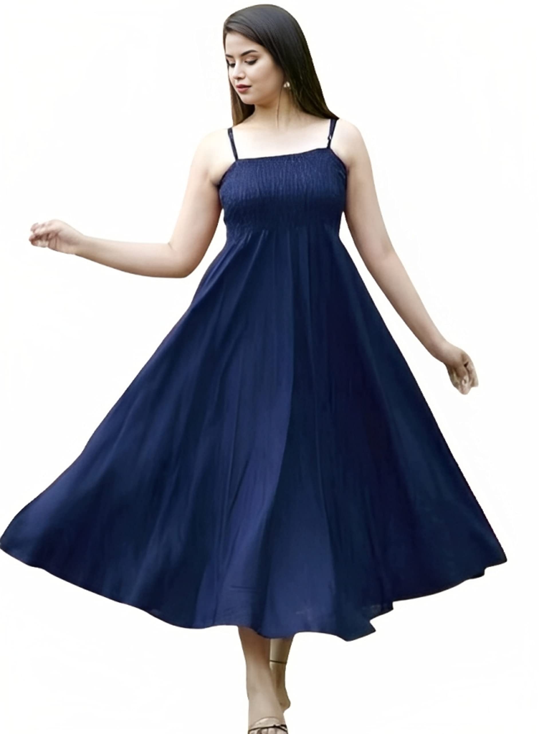 Captain Ayan Women's Sleeveless Fully Stitched Plain and Solid Gown Dress with Ankle Length and Square Neck Stylish(CA-BE4)