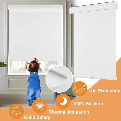 Miniatura 4 de Persilux Free-Stop - Persianas enrollables sin cordones 100 % opacas para persianas con cenefa (62 pulgadas de ancho x 84 pulgadas de alto),