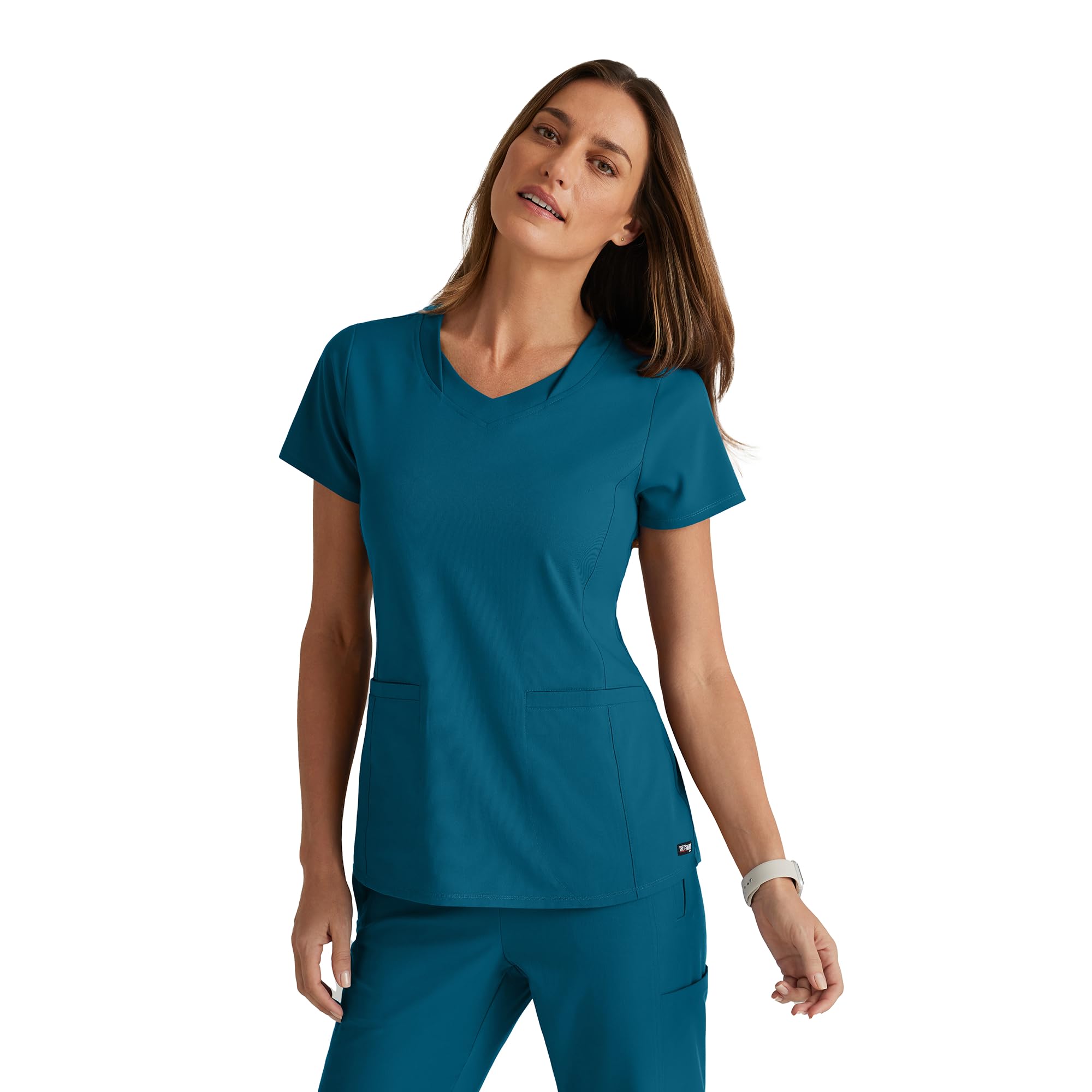 Barco Women's Bahama Grey's Anatomy Spandex Stretch Direct - Bolt Scrub Top For V-Neck Scrub Top, L