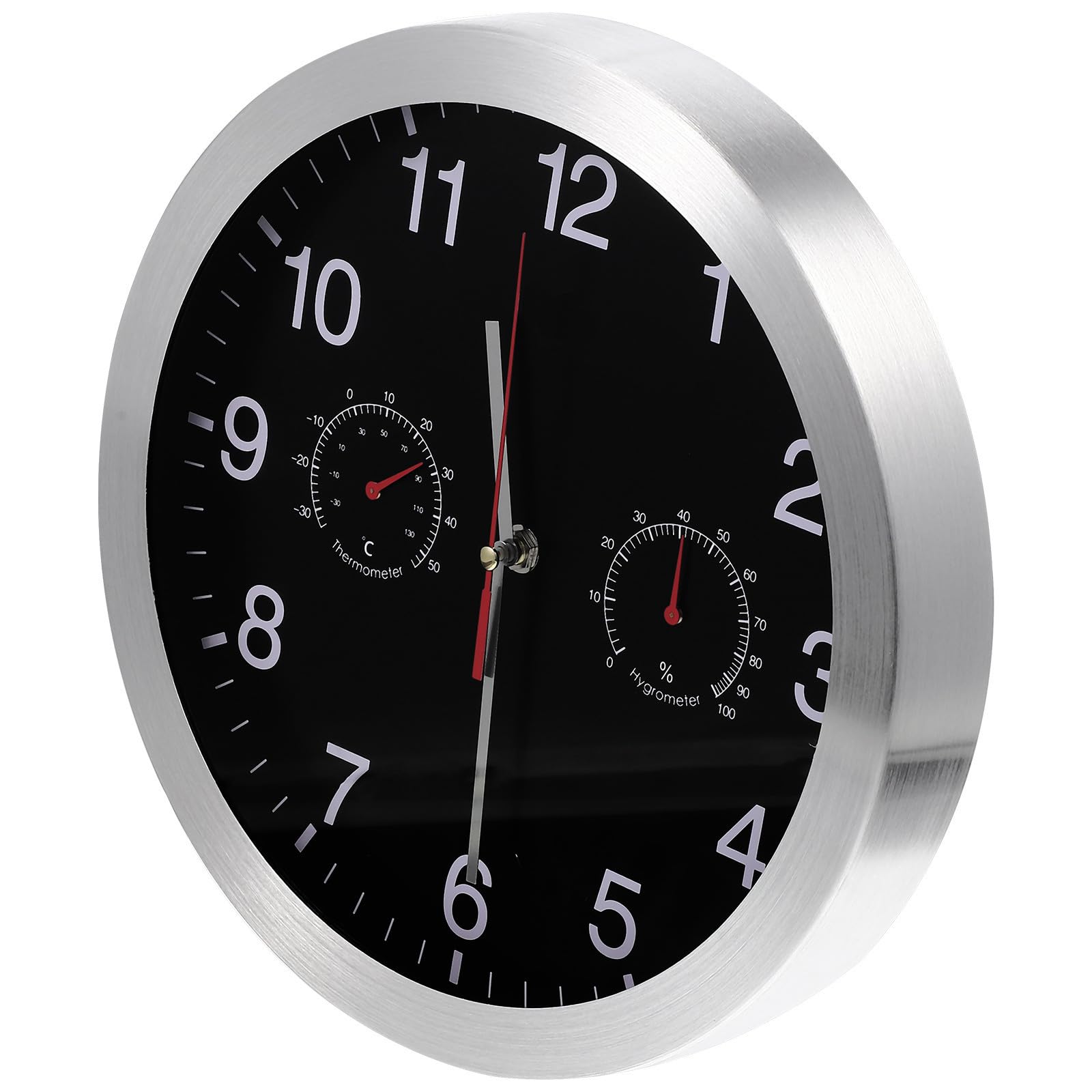 Orologio da Parete Moderno 12 Pollici in Metallo e Vetro Temperatura